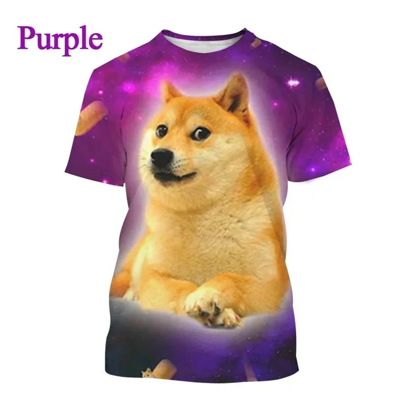 the GALAXY SPACE DOGS - Astronaut Dog Dogecoin Graphic T-Shirt for Men, Clothing Fashion Meme Cheems Fan T-Shirt, Casual 3D Shiba Inu Printing Tee Tops