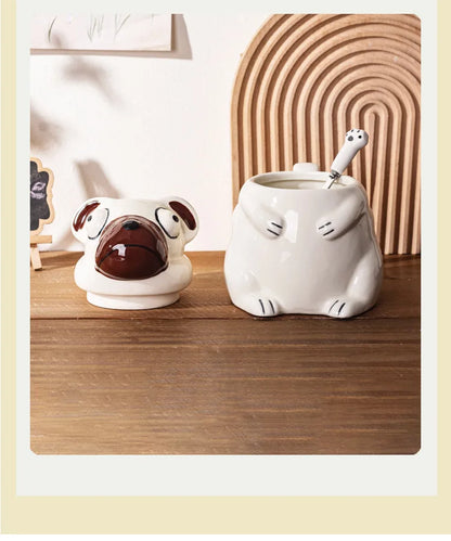 Funny Pug Dog Mug Large Ceramic Cup Cute Creative Gift for Boyfriend Birthday Present