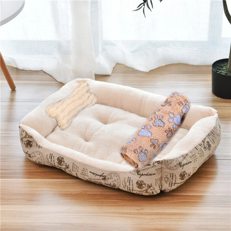 2023 Winter Warm Plush Dog Bed Mat Kennel Soft Fleece Dog Puppy Pet Supplies Nest For Small Medium Dogs House Waterproof Cloth