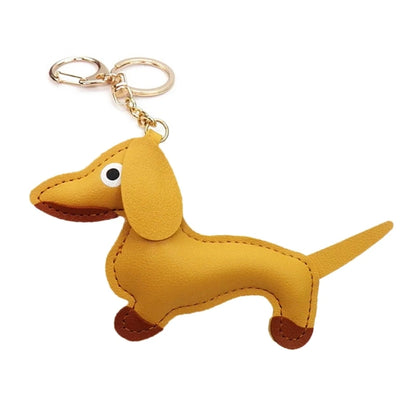 Mini Dachshund Dog Keychain  PU Leather Animals Keyring Hanging Ornament Backpack Handbag Charm Gift for Men Women