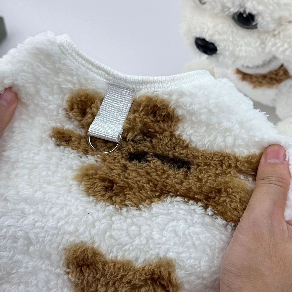 Winter Big Dog Pajamas Cute Bear Pattern Dog Sweater for Large Dogs 3XL-9XL Plush Jacket for Labrador Fleece Warm Pet Pullover