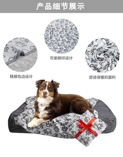 Soft Fluffy High Quality Pet Blanket Cute Paw Print Dog Blanket Pet Mat Warm and Comfortable Blanket for Cat Dogs