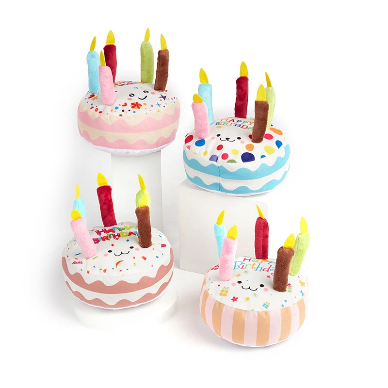 BOOTEELY Birthday Cake Pet Dog Soundmaking Interest Toys Bite Resistant Molar To Pass The Time Plush Gnaw Toys Birthday Gift