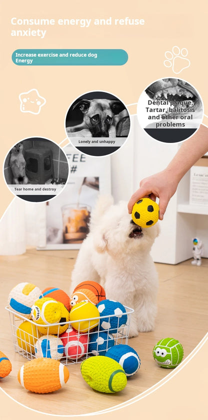 Squeaky Dog Toys Soft Latex Balls For Small Medium Large Dogs Rugby Football Volleyball Pet Toy Dog Interactive Chew Toy Ball