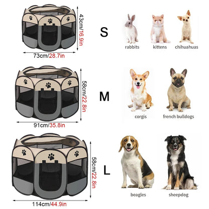 Folding Pet Tent Dog House Camping Accessories Pet Cage Octagonal Cage Fence Outdoor Playpen Puppy Shelter