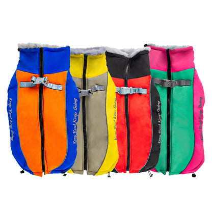 the STYLISH SNOWDOG - Big Fur Collar Pet Down Jacket for Medium/Large Dogs, Waterproof Big Dog Clothes, Winter Golden Retriever Coats