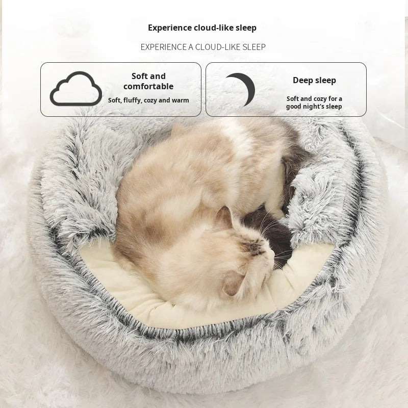 Cat Litter Crystal Plush Dog Kennel Plush Pet Kennel Shipping Deep Sleep Half Pack Warm Vacuum Round