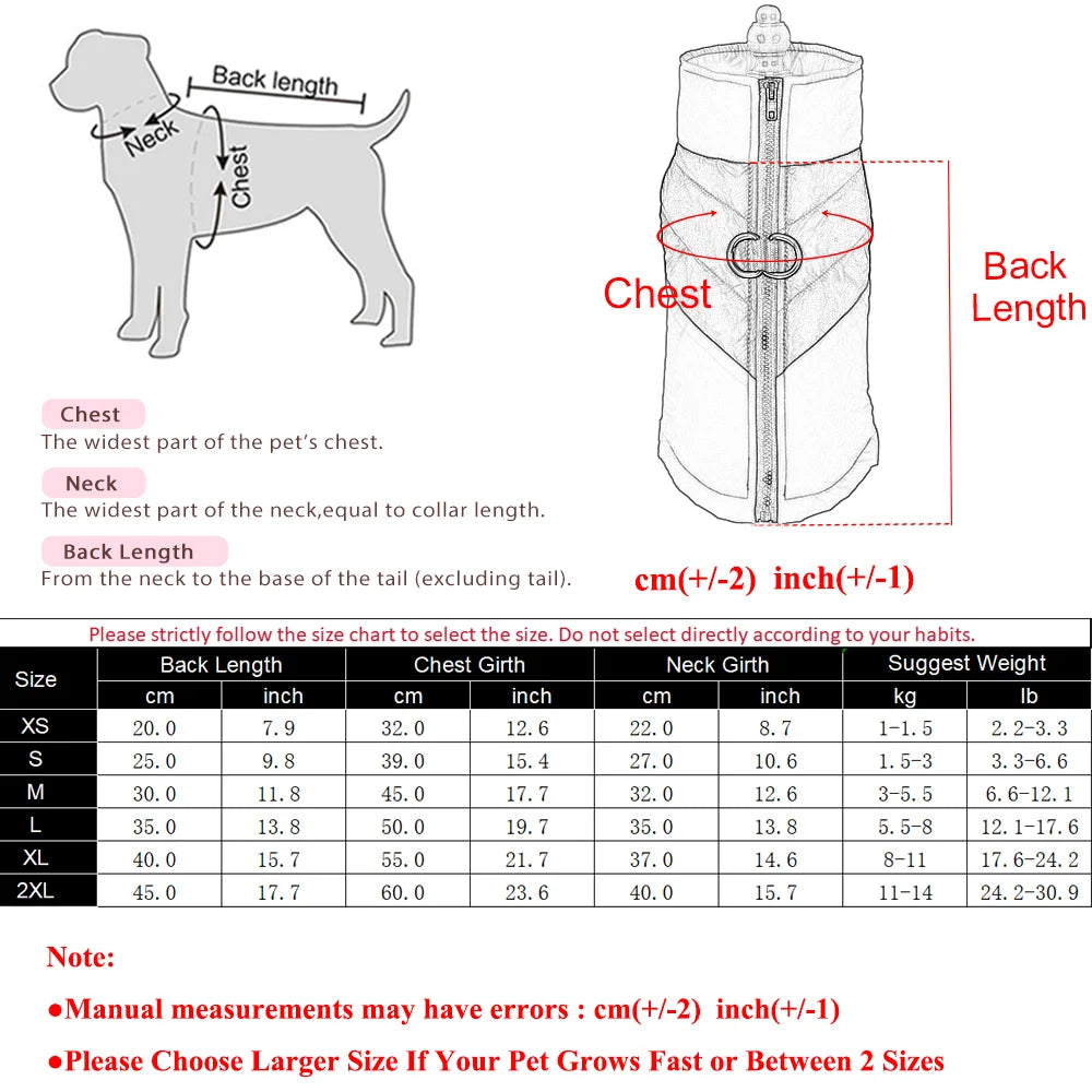 Waterproof Pet Clothes With D-ring Warm Dog Vest For Winter Outdoor Windproof Puppy Coat For Small Medium Dogs Bulldog