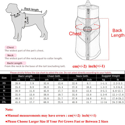 Waterproof Pet Clothes With D-ring Warm Dog Vest For Winter Outdoor Windproof Puppy Coat For Small Medium Dogs Bulldog
