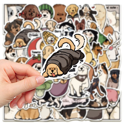 50PCS Cartoon Cute Dog Graffiti Stickers Waterproof Decals for Laptops Skateboards Guitars Luggage Phones Scrapbook