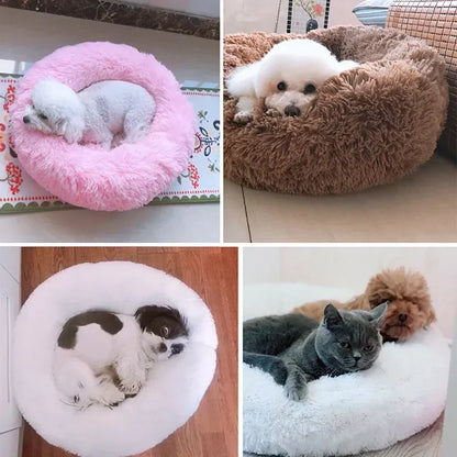 Round  Dogs Bed Cat Bed House Kennel Pet Mats Soft Long Plush Mat Pet Warm Basket Cushion Cats House Sofa Machine Wash Kennel