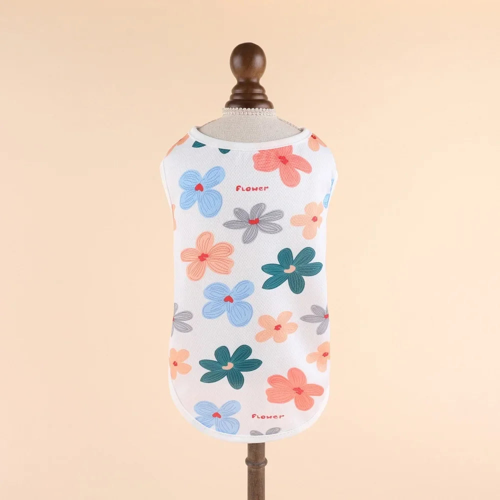 Cute Summer Pet Dog Cooling Vest Cartoon Soft Clothing Summer Casual Shirts Small Medium Large Dogs Puppy French Bulldog Clothes