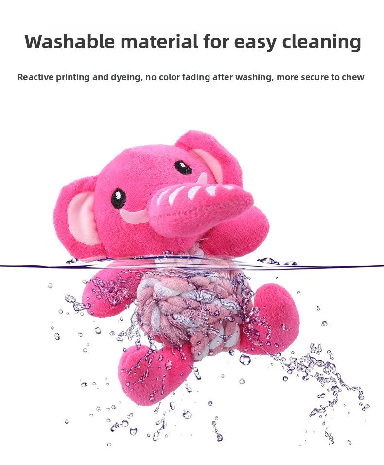 the MERRY PLUSH MUNCHERS - Christmas Plush Dog Toys with Cotton Rope & Squeakers, Chew Resistant Animal Dental Toys for Puppies, Teething Chew Toys