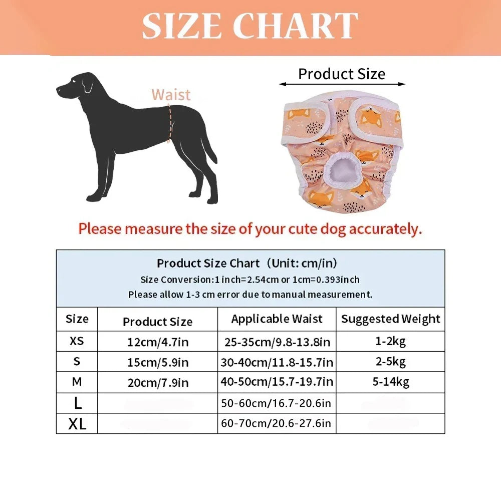 3pcs Set Washable Female Dog Physiological Pants Cute Cartoon Print Dog Diaper Underwear Dog Sanitary Panties Random Colors