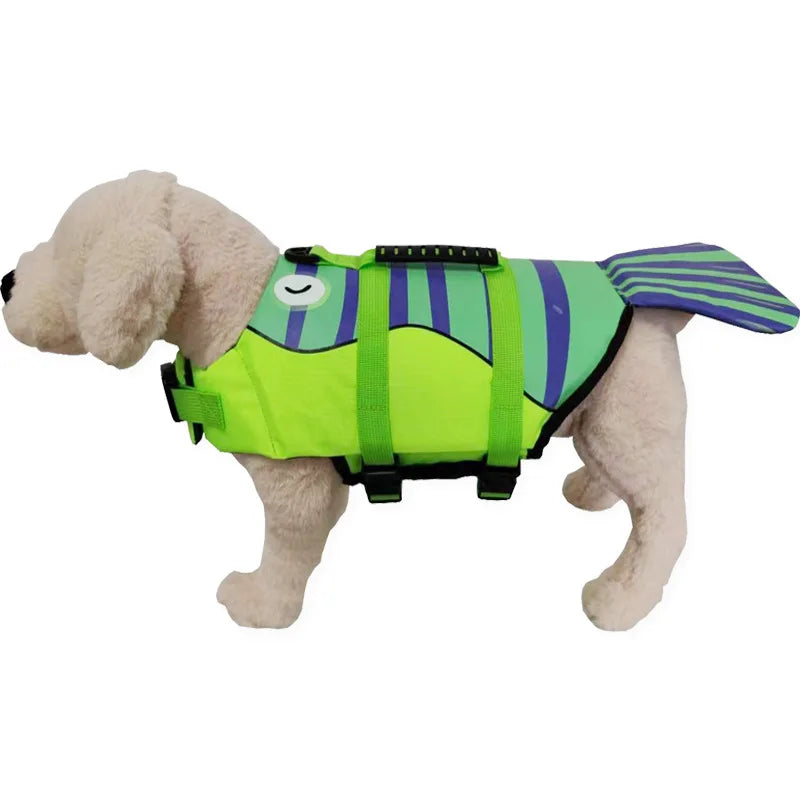 the MER-DOG - Pet Dog Life Jacket, Enhanced Buoyancy Small Dogs Swimming Clothes, Safety Vest with Handle for Medium/Large Dog, Surfing Costume