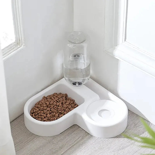 Cat Bowl and Dog Bowl Double Bowl Protects Cervical Vertebra Automatic Drinking Fountain and Food Bowl, Automatic Drinking Fountain for Dogs and Cats, Pet Drinking Supplies