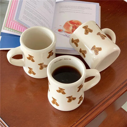 Cartoon Bear Ceramic Coffee Mug Chocolate Bear Mug Girl Retro Coffee Cup Afternoon Tea Cute Ceramic Mugs Cute Coffee Mug Cup