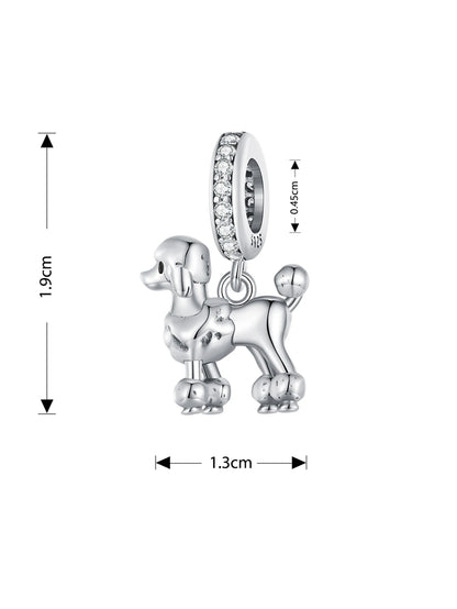 WOSTU 925 Sterling Silver Pet Dog Charm Pomeranian Pendant Yorkshire Terrier Locket Cute Original Fit for Women Bracelet DIY