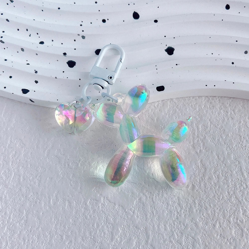 Cute Acrylic Cartoon Balloon Dog Keychains for Women Y2k Bag Pendant Couple Car Key Chains Jewelry Gift Decoration Accessories