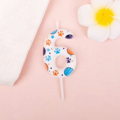 Cute Puppy Paw Print Number Birthday Candles, Suitable For Cake Decorations, Birthday Celebrations, Anniversary Commemorations