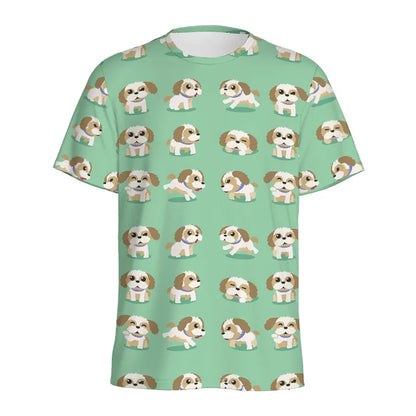 the PAPARAZZI PUPPY - Cartoon Pomeranian Shih Tzu Pattern T-Shirt for Men, 3D Printed Animal Dog Tees, Street Loose Short Sleeve Tops, Kids T-Shirts