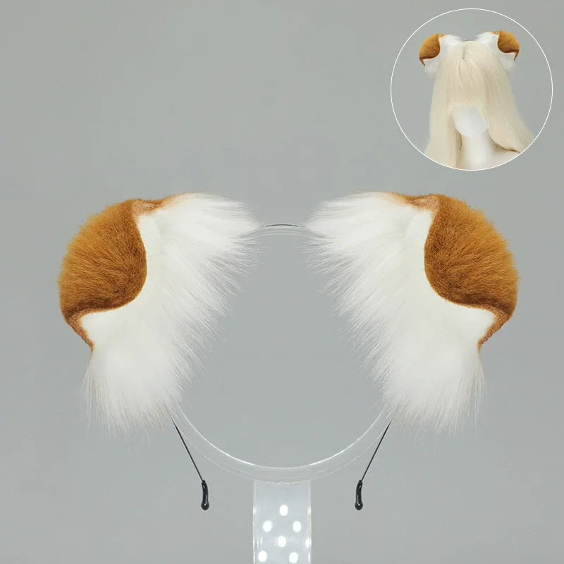 New Anime Handmade Kawaii Dog Furry Ears Headband Night Party Simulated Cute Wolf Dog Ears Cosplay Props