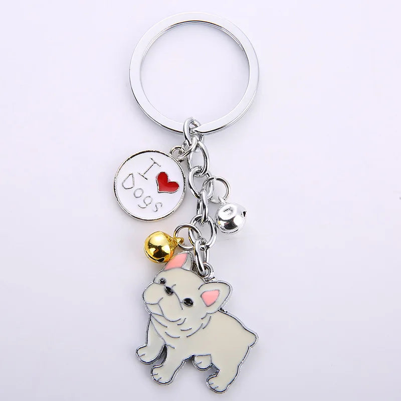 New Popular Cute Metal Dog Key Chain Car For Women Pendant Pet Dog Bell Keychains Jewelry Car Key Ring Party Gift K5222
