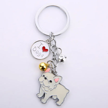 New Popular Cute Metal Dog Key Chain Car For Women Pendant Pet Dog Bell Keychains Jewelry Car Key Ring Party Gift K5222