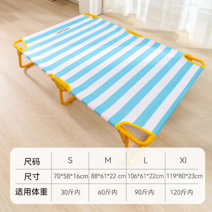 Spring Summer Golden Hair Medium and Large Dog Classic Wide Stripe Foldable Camping Bed Dog Nest Pet Nest