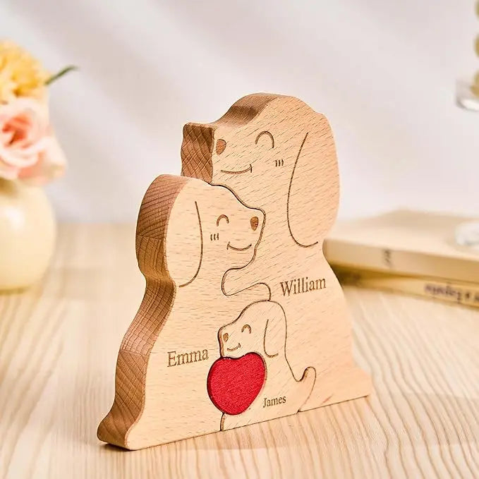 Art Wooden Dog Puzzle Personalized Name Custom Free Laser Engraving Home Gifts Home Decor Thanksgiving Christmas Gifts for Mom