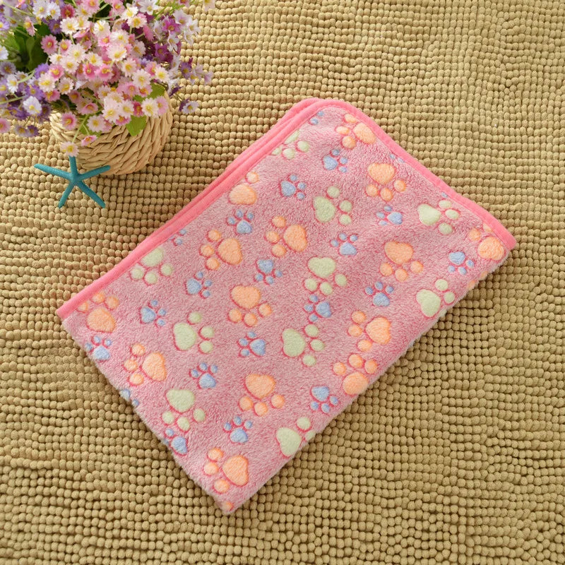 Soft Flannel Fleece Cat Dog Blanket Bed Mats Paw Foot Print Warm Pet Blanket Sleeping Beds Cover Mat For Dogs Cats Pets supplies