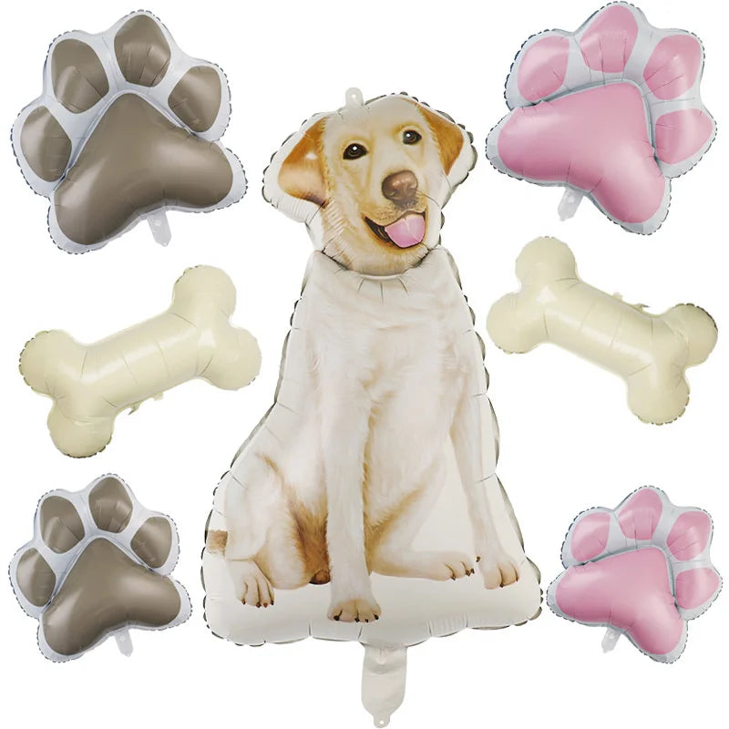 Large Dog Party Balloons Decorations Banner Pet Festivals Party Supplies Paw Bone Foil Balloons Pets Birthday Decorations