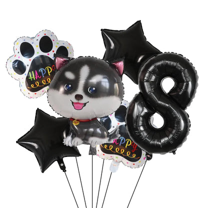 6pcs Corgi Husky Helium Balloons Pet Dog Paw Bone Cartoon Animal Ballon Birthday Party Decoration Baby Shower Globos Kids Toys