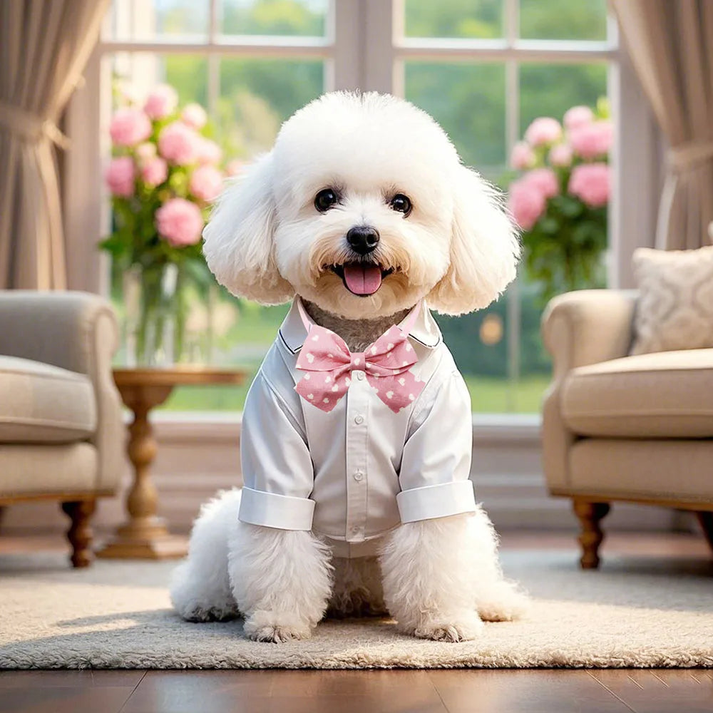 20PCS Fashion Dog Bow Ties Heart Print Adjustable Pet Bows For Dogs Small Dog Bowties Pet Collars Accessories Puppy Necklaces