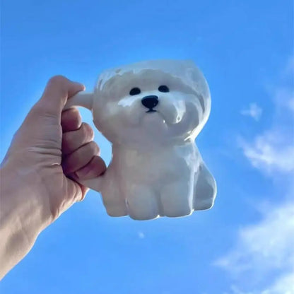 Novelty Puppy Mugs Bichon Frise Puppy Ceramic Mug Cute Creative Home Drinking Cup Coffee Cup Couple Cup Festival Gifts