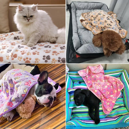 Dog Cat Cute Pattern Fleece Sleeping Blanket Winter Fall Dog Coral Soft Fluffy Bed Sheet Mat Pet Warm Comfortable Blanket Cover