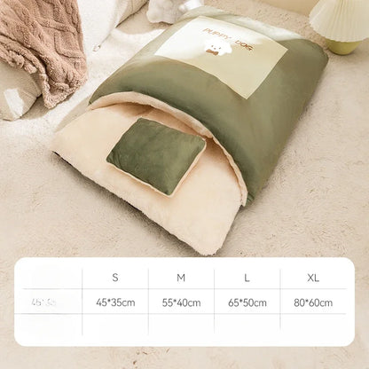 Kitten Sleeping Bag Pet Bed with Pillow Small Dog Teddy Bear Pen Autumn and Winter Warm Enclosed Quilt Bag Big Cat Nest