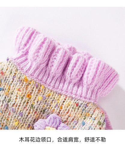 Autumn and Winter Pet Dot Little Flower Sweater Comfortable Warm Dog Clothes Teddy Cat Clothing Puppy Clothes for Small Dogs