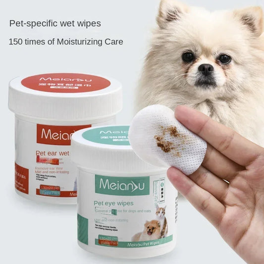 the DOGGY EAR & EYE WIPES - Universal Pet Wipes, Dog and Cat Earwax Cleaning Wipes, Cat/Dog Eyes and Ear Pet Eyes Wipes, No Irritation Cleaning/Grooming Wipes