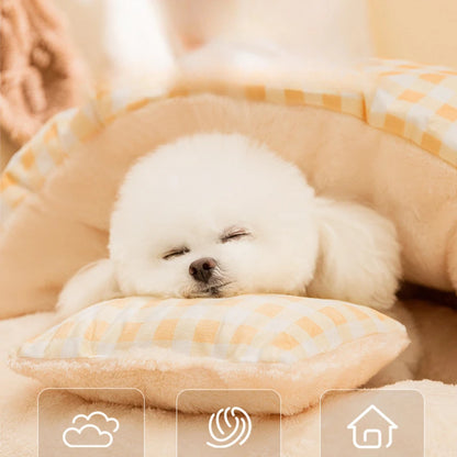 Kitten Sleeping Bag Pet Bed with Pillow Small Dog Teddy Bear Pen Autumn and Winter Warm Enclosed Quilt Bag Big Cat Nest