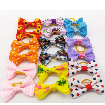 1Pcs Puppy Bow Handmade Movable Pet Dog Grooming Hair Accessories Dog Bows With Rubber Band For Small Dog and Cat Pet Products