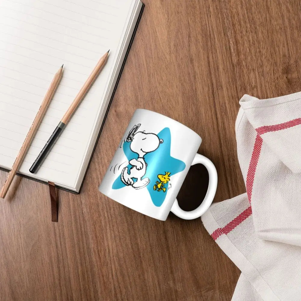 Manga Snoopy Woodstock Cartoon Dog Coffee Mug DIY Customized Ceramic Tea Milk Mug