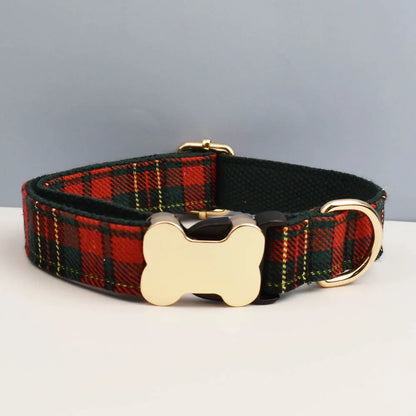 the CUSTOMCREST PLAID COLLAR - Custom Design Logo Plaid Dog Collar, High Quality Cotton Pet Accessories, Personalized, Lead Your Dog - Stand Out in Style