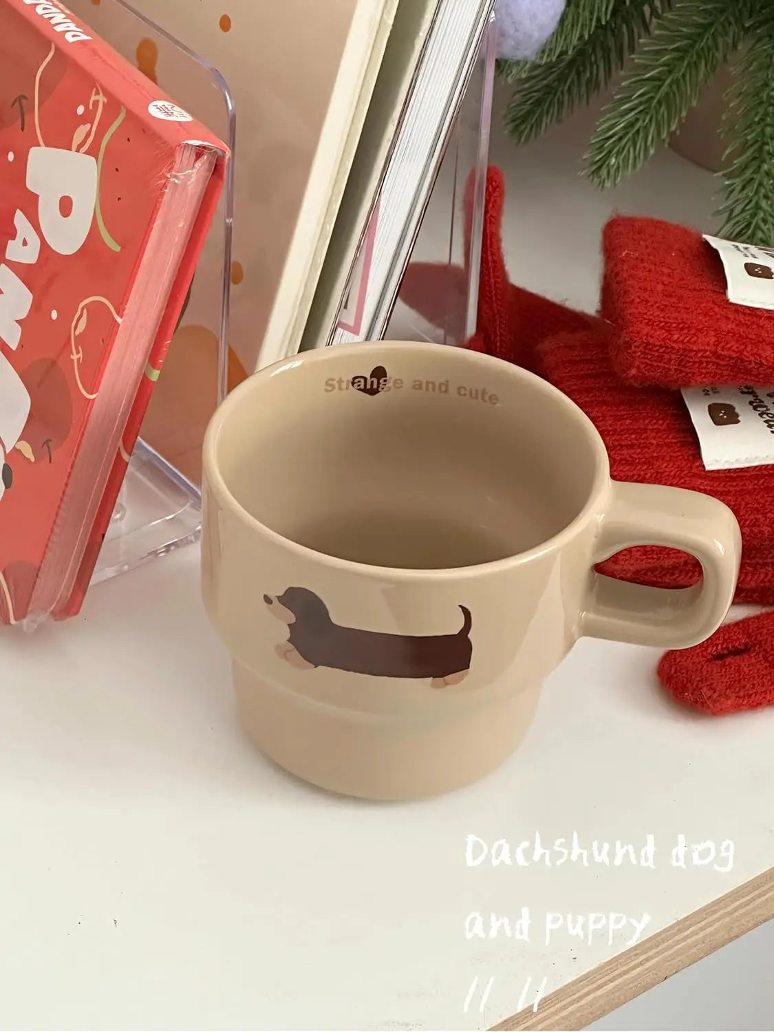 Cute Dachshund Dog Coffee Mug Funny Novelty Ceramic Tea Cup Dishwasher Microwave Safe Home Ideal Gifts for Men Women