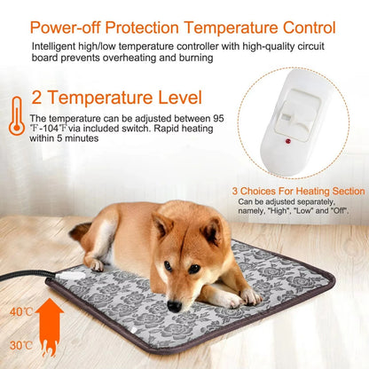 Pet Heated Mat Dog Temperature Adjustable Dog Heating Pad Waterproof Electric Heating Pad Timer Dog Sleeping Supply waterproof ﻿