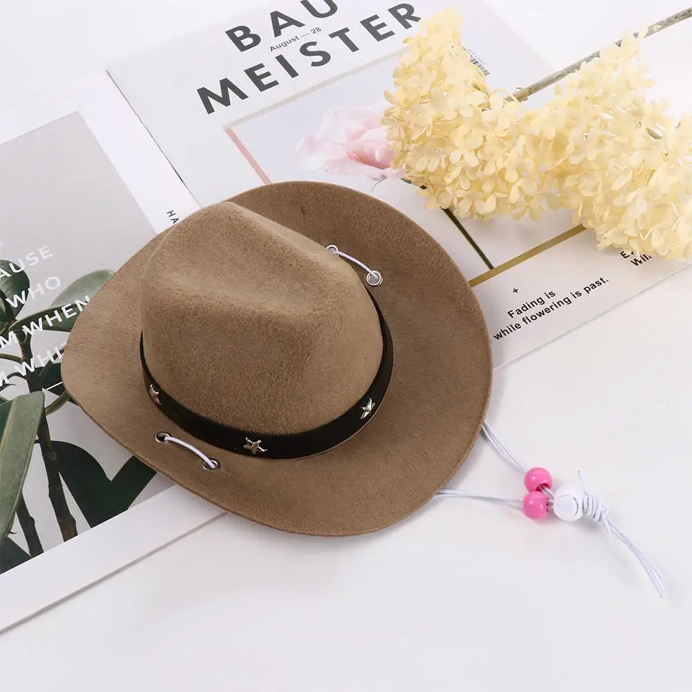 the COWBOY CANINE - Puppy/Dog & Kitten/Cat Hat, Birthday Party Dog/Cat Costumes, Pet Products - Photo Prop, Christmas Dog Hat, Pet Supplies Dog Costume, Cat Cowboy Hat
