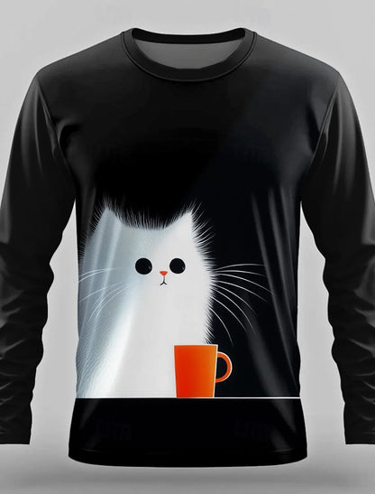 the FURRY FRIEND - Vintage Long Sleeve T-Shirts, Funny Dog 3D Print Streetwear Loose Men/Women/Unisex Round Neck Harajuku Oversized T-Shirt Clothes