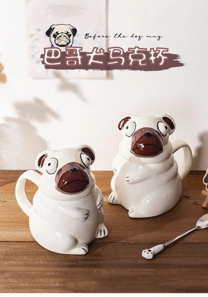 Funny Pug Dog Mug Large Ceramic Cup Cute Creative Gift for Boyfriend Birthday Present