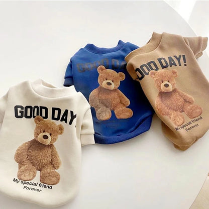 the GOOD DAY TEDDY - Pet Clothes, Cartoon Bear Pet Shirt, Puppy Clothes, Pet Jacket for Small/Medium Dog/Cat, Chihuahua Costume, Dogs Winter Cute Costume