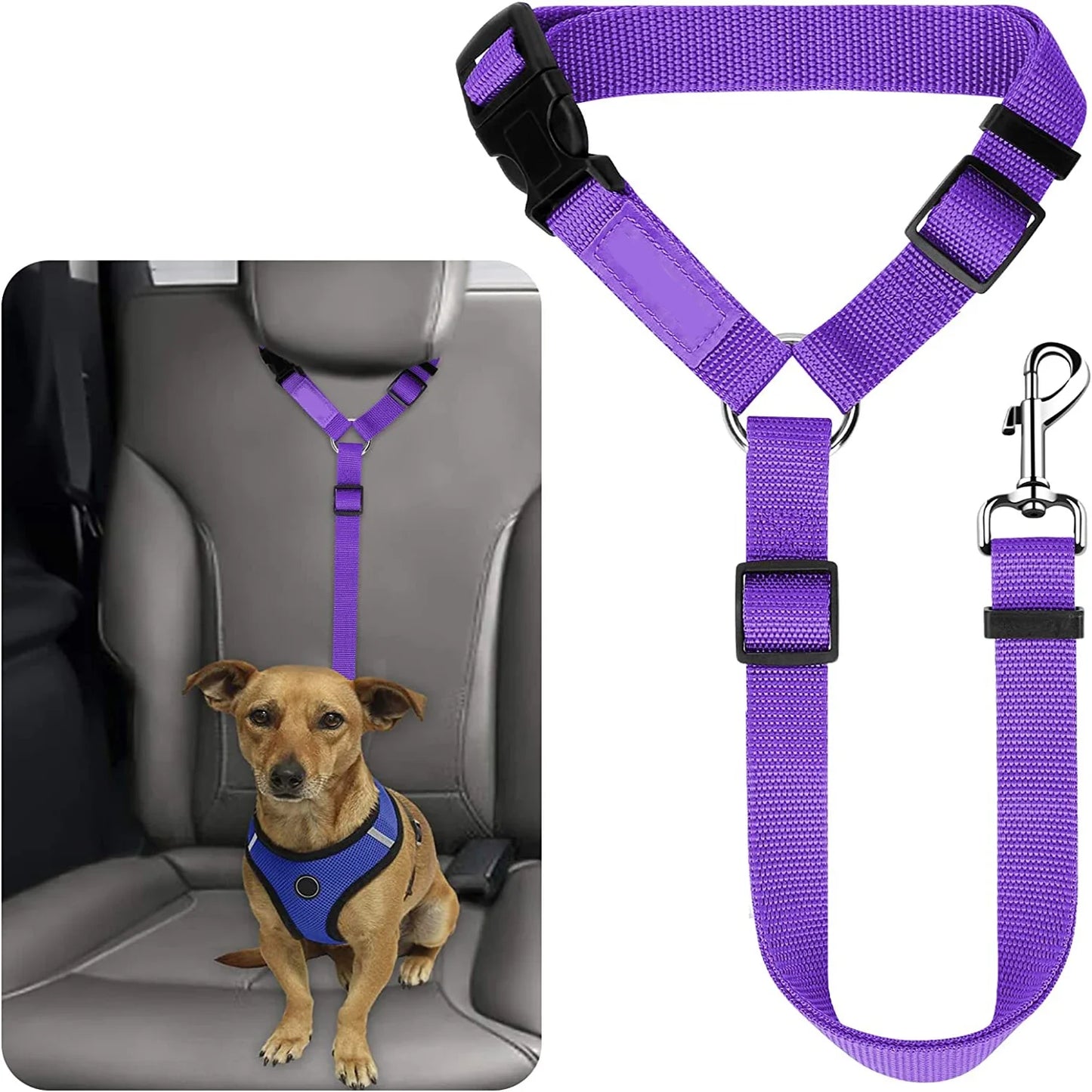 the DOGGY SEAT BELT - 1PC Pet Dog and Cat Seat Belt, Car Headrest Restraint, Adjustable Safety Rope, Car Seat Belt